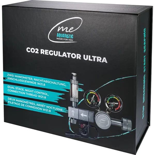 All-in-One CO2 Steuerung mit 2 Manometern zur vollen Systemkontrolle von Flaschen- und Arbeitsdruck.