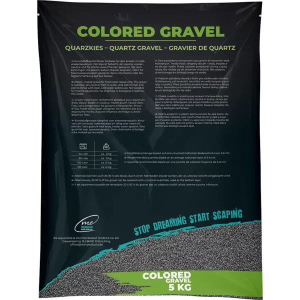 Me Colored Gravel Granite Grey 1-2 mm (5 kg) – Dezentes Grau für Nano-Cubes und kleine Scapes.