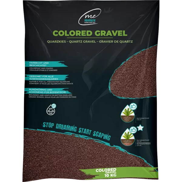 Me Colored Gravel Mocha Brown 1-2 mm (10 kg) – Eleganter, brauner Aquarienkies für eine warme Wohlfühl-Atmosphäre.