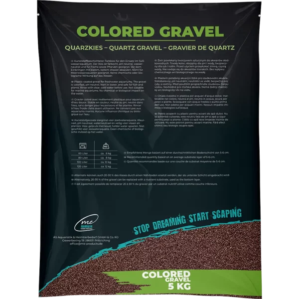Me Coloured Gravel Mocha Brown 1–2 mm (5 kg) – Soft brown substrate for planted nano aquariums.