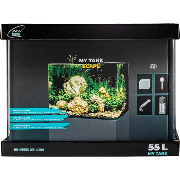 Me My Tank 55 L Scape-Set – Profi-System mit 20W Chihiros RGB LED und 45 cm Breite.