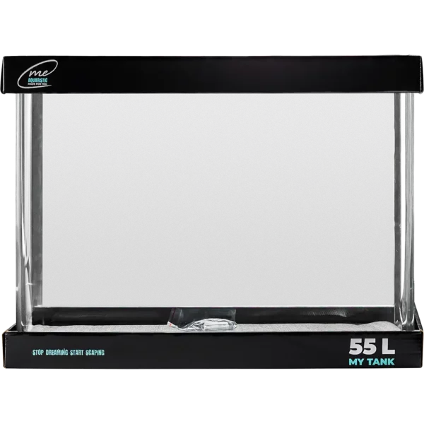 Me My Tank 55 L Scaper Becken von me Aquaristic mit kantenloser Panorama-Frontscheibe für meisterhafte Tiefenwirkung.