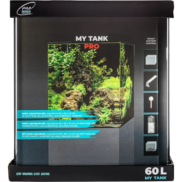 Me My Tank 60 L Pro-Set – Maximale Ausstattung mit 20W Chihiros LED und nahtloser Panorama-Front.