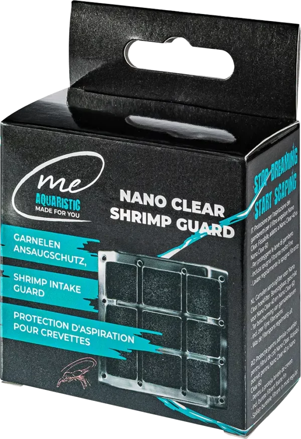 Feinporiger Filterschwamm Shrimp Guard verhindert das Einsaugen von Jungtieren in den Me Nano Clear Filter.