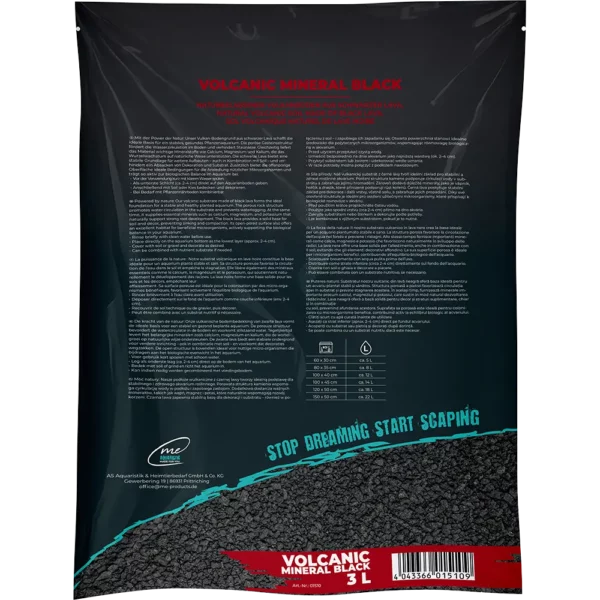 Me Volcanic Mineral Black 3 L – Natürliche schwarze Lava als hochporöser Bodengrund-Unterbau.