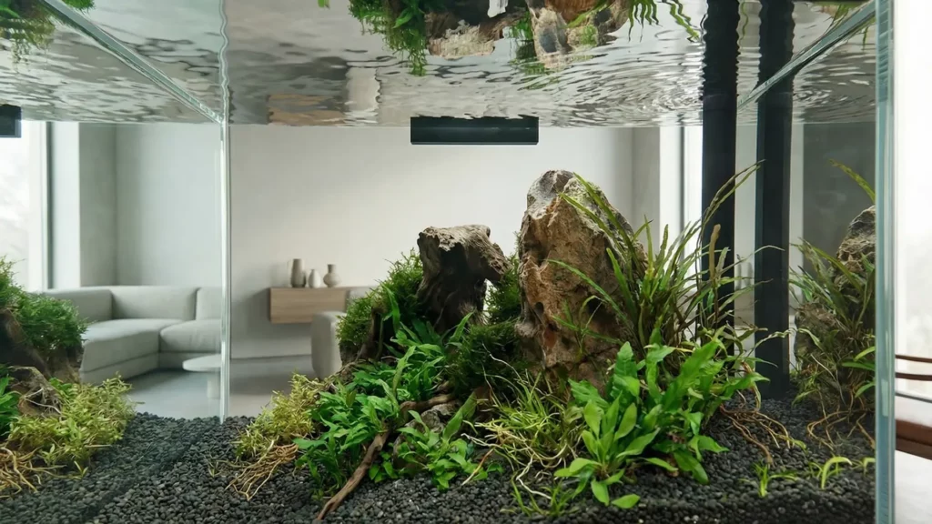 Aquascaping Setup im Me My Tank 70 Liter Aquarium mit klarer Struktur und hochwertigem Glas
