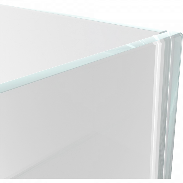 Me Cubito Weißglasbecken 45 Cube aus seitlicher Perspektive mit sichtbarer Beckenform
